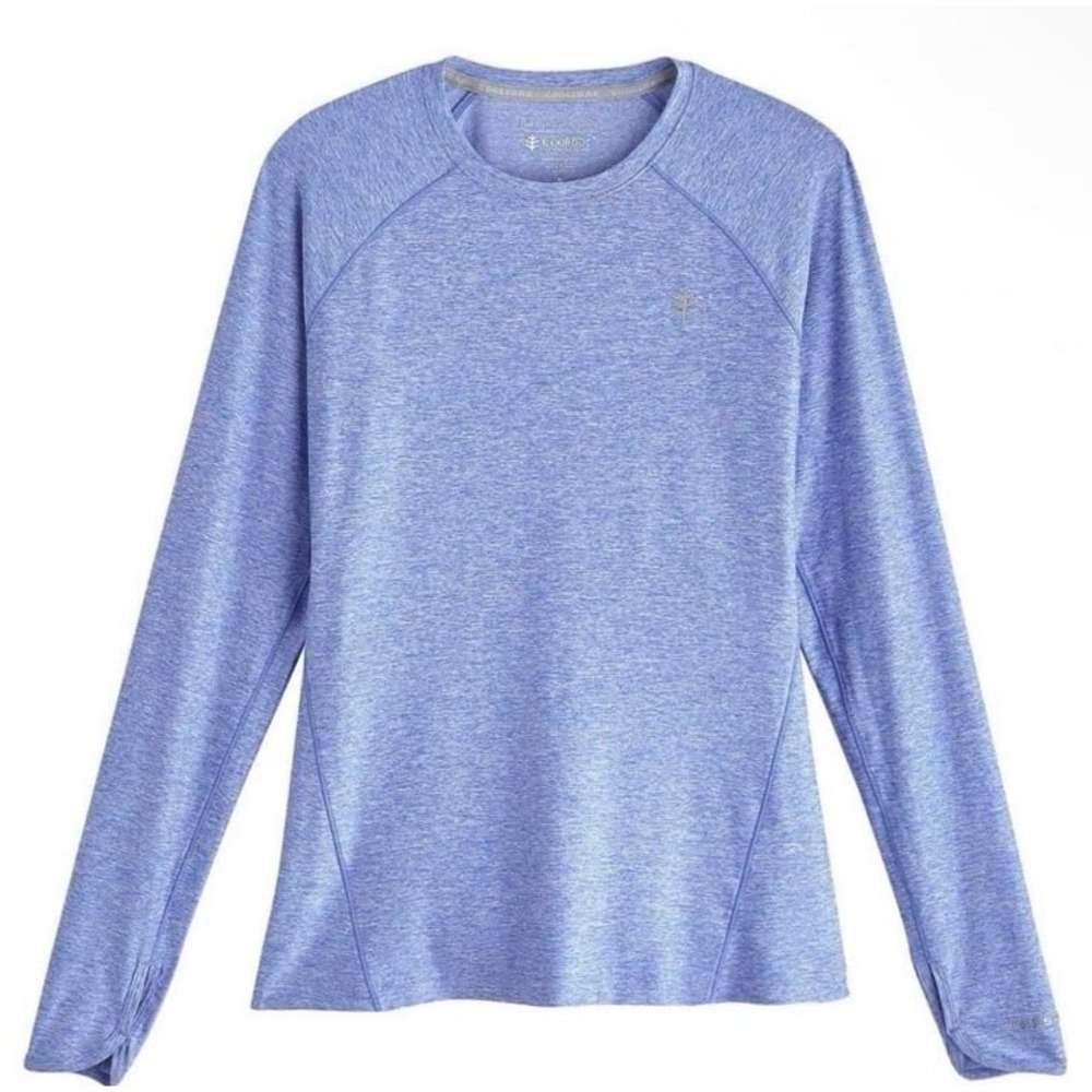 Coolibar Womens Devi Long Sleeve Fitness T-Shirt UPF 50+ Blue Size XL